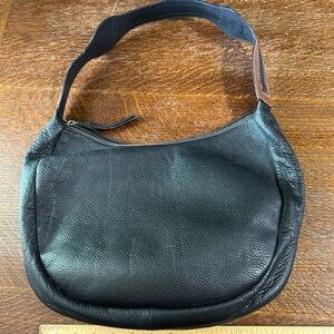 Made in Spain CATS  Black Pebble Leather Shoulder Hobo Bag